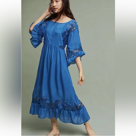 ANTHROPOLOGIE MEADOW FLUTTER-SLEEVE DRESS XS - Picture 2 of 6